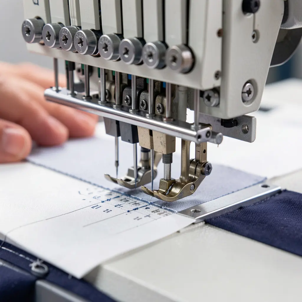 Professionele borduurwerk machine in actie